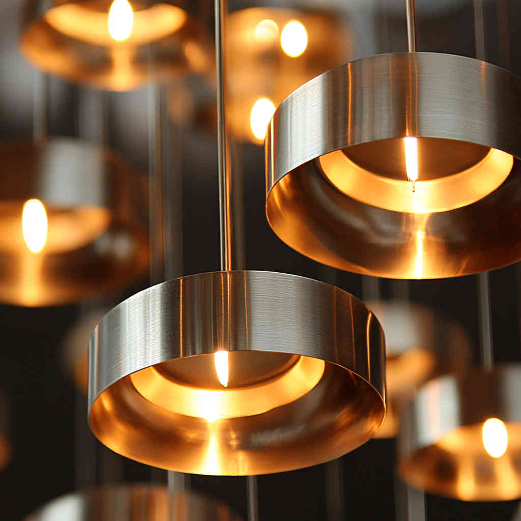 Aluminum circles in modern lighting fixtures