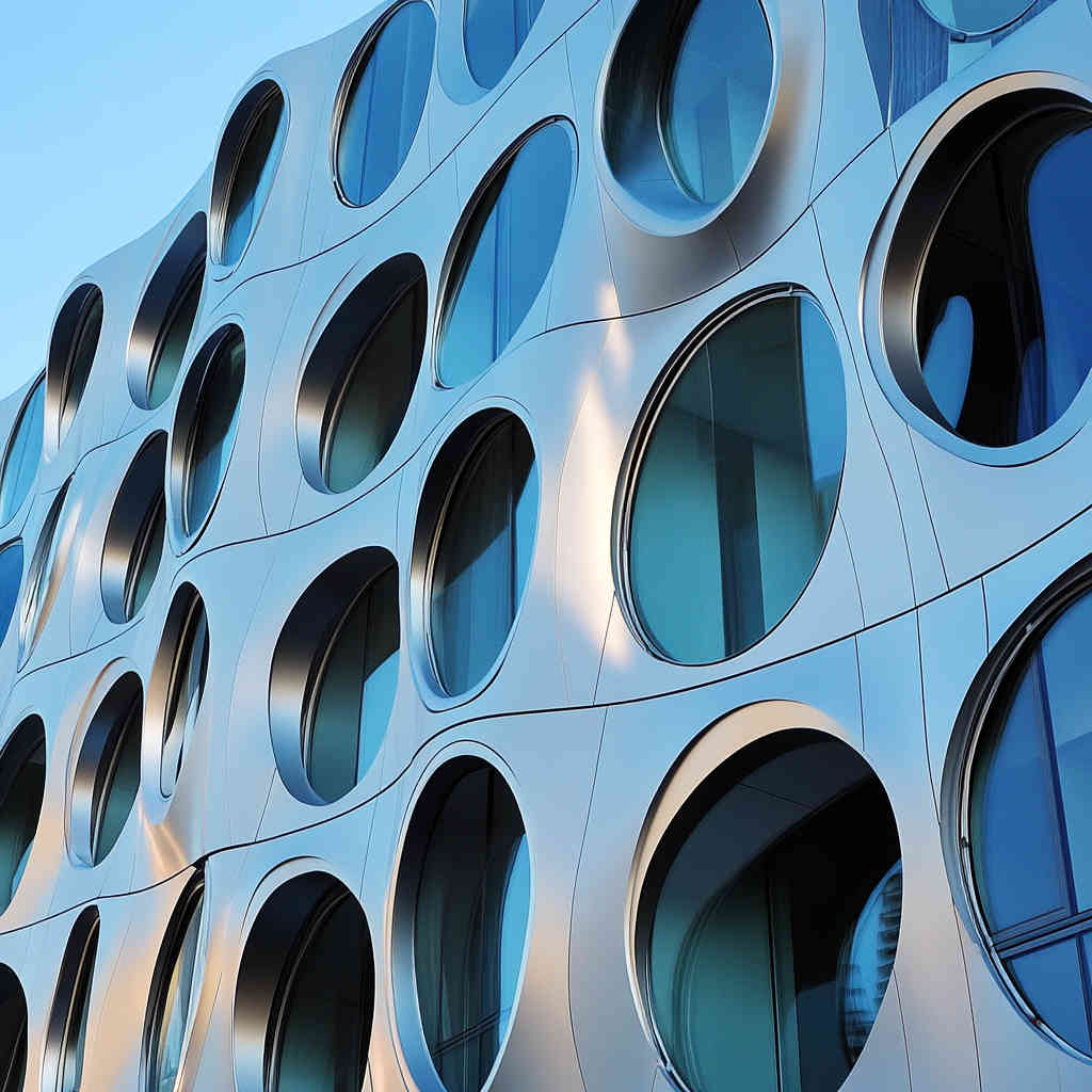 Aluminum circles used in modern building facades